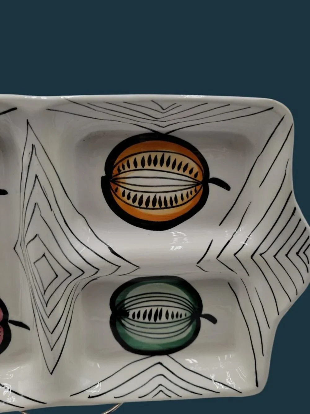 VTG Italian Majolica Divided Serving Dish Dolce Ware Jay Willfred Co 1950s Style